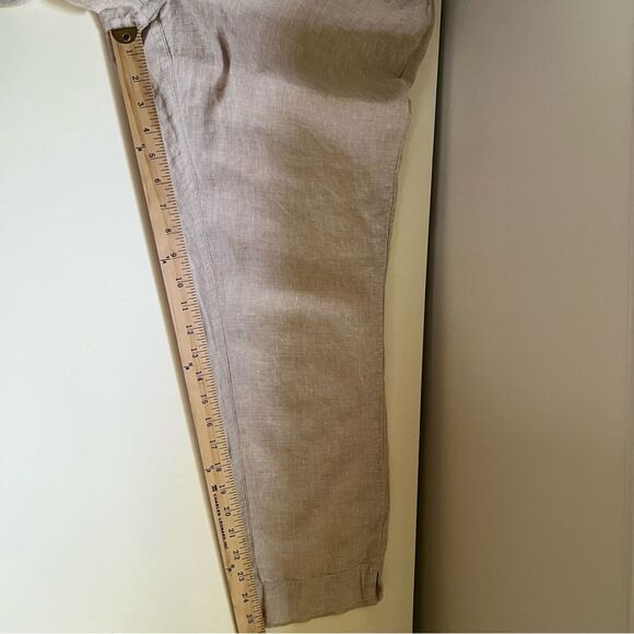 Chicos Linen Pants Beige Elastic Pockets Size 10 Coastal Classic Beach Capsule - Picture 9 of 9